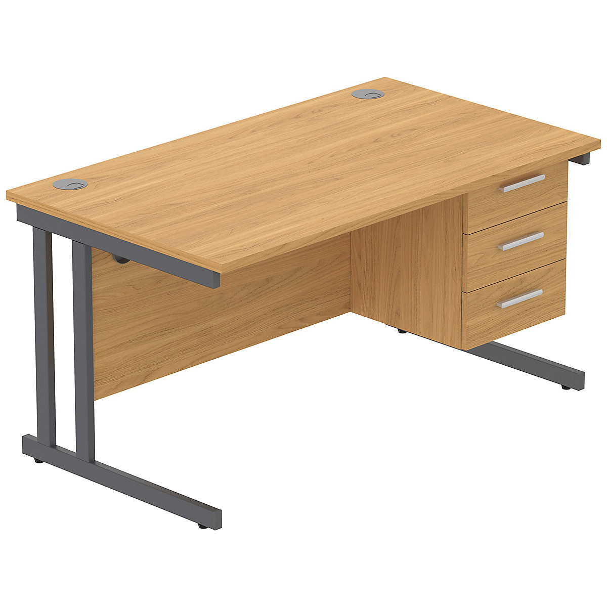 Konnexion K3 Rectangular Deluxe Cantilever Desk With Single Fixed Pedestal