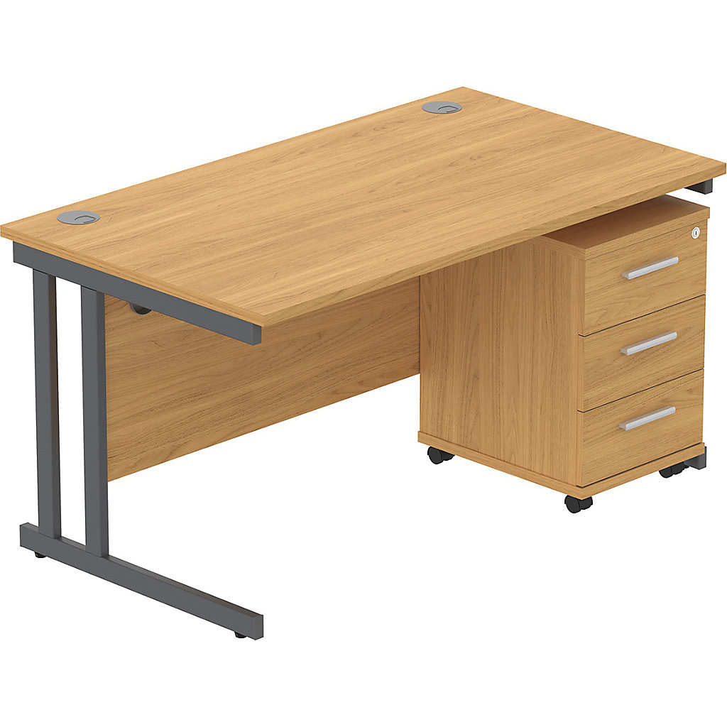 Rectangular Desk Fl03 Konnexion K3 Rectangular Deluxe Cantilever Desk With Single Mobile ...