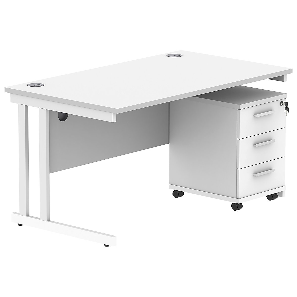 Konnexion K3 Rectangular Deluxe Cantilever Desk With Single Mobile Pedestal