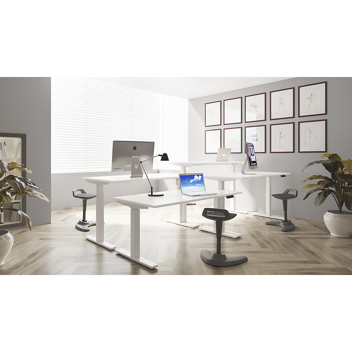 Air Electric Height Adjustable Sit Stand Office Desks 1400mm Wide (Product illustration 5)-4
