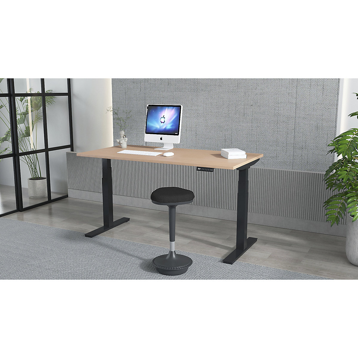 Air Electric Height Adjustable Sit Stand Office Desks 1400mm Wide (Product illustration 3)-2