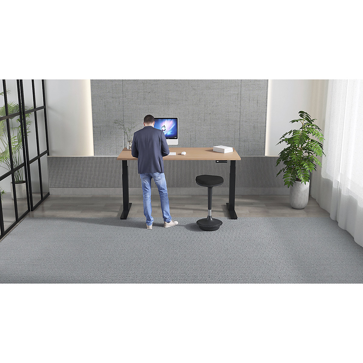 Air Electric Height Adjustable Sit Stand Office Desks 1400mm Wide (Product illustration 4)-3