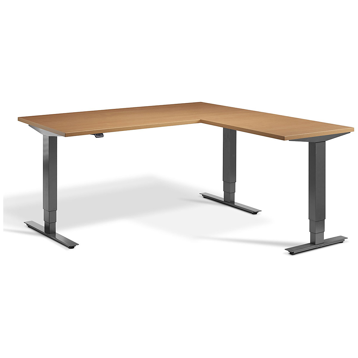 Nordic Corner Sit-Stand Office Desk, Nordic Corner Sit-Stand Office Desk, Nordic Corner Sit-Stand Office Desk | 1600W x 1600D X 625-1285H | Dark Grey | Beech-3