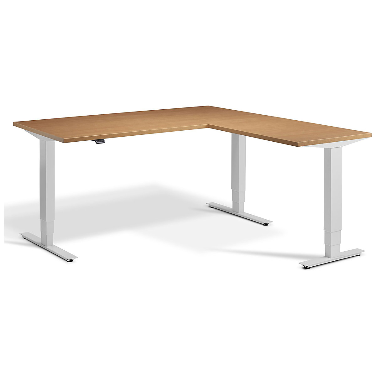 Nordic Corner Sit-Stand Office Desk, Nordic Corner Sit-Stand Office Desk, Nordic Corner Sit-Stand Office Desk | 1800W x 1600D X 625-1285H | Light Grey | Beech-6