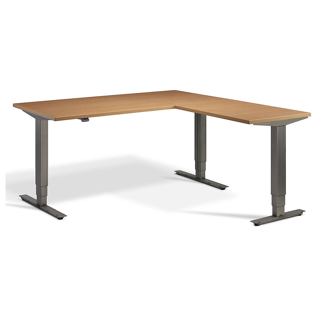 Nordic Corner Sit-Stand Office Desk, Nordic Corner Sit-Stand Office Desk, Nordic Corner Sit-Stand Office Desk | 1800W x 1600D X 625-1285H | Raw Steel | Beech-4