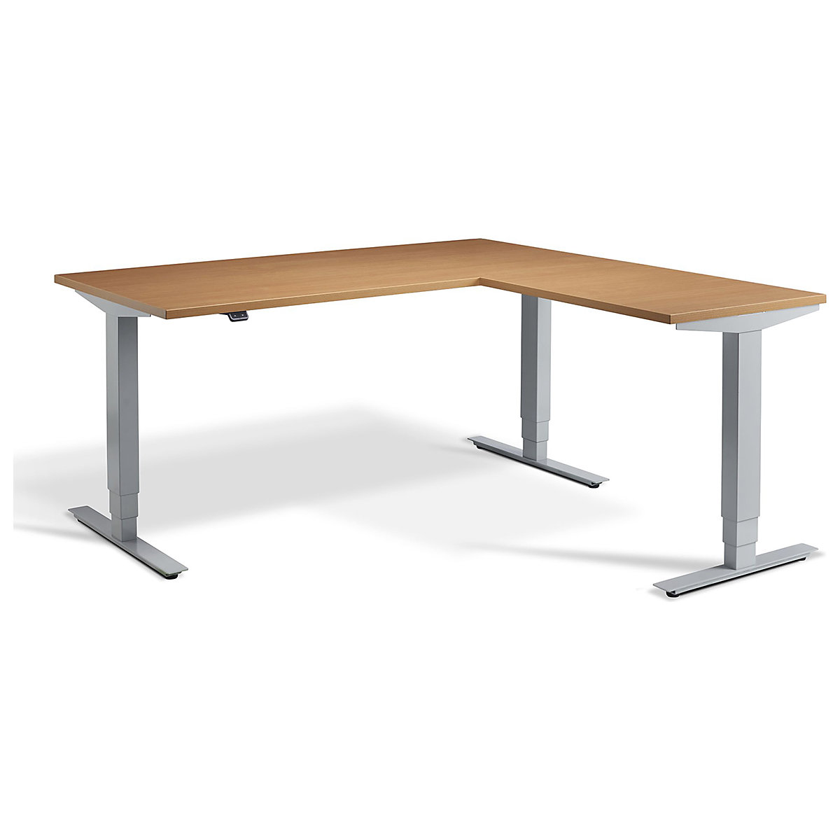 Nordic Corner Sit-Stand Office Desk, Nordic Corner Sit-Stand Office Desk, Nordic Corner Sit-Stand Office Desk | 1800W x 1600D X 625-1285H | Silver | Beech-5