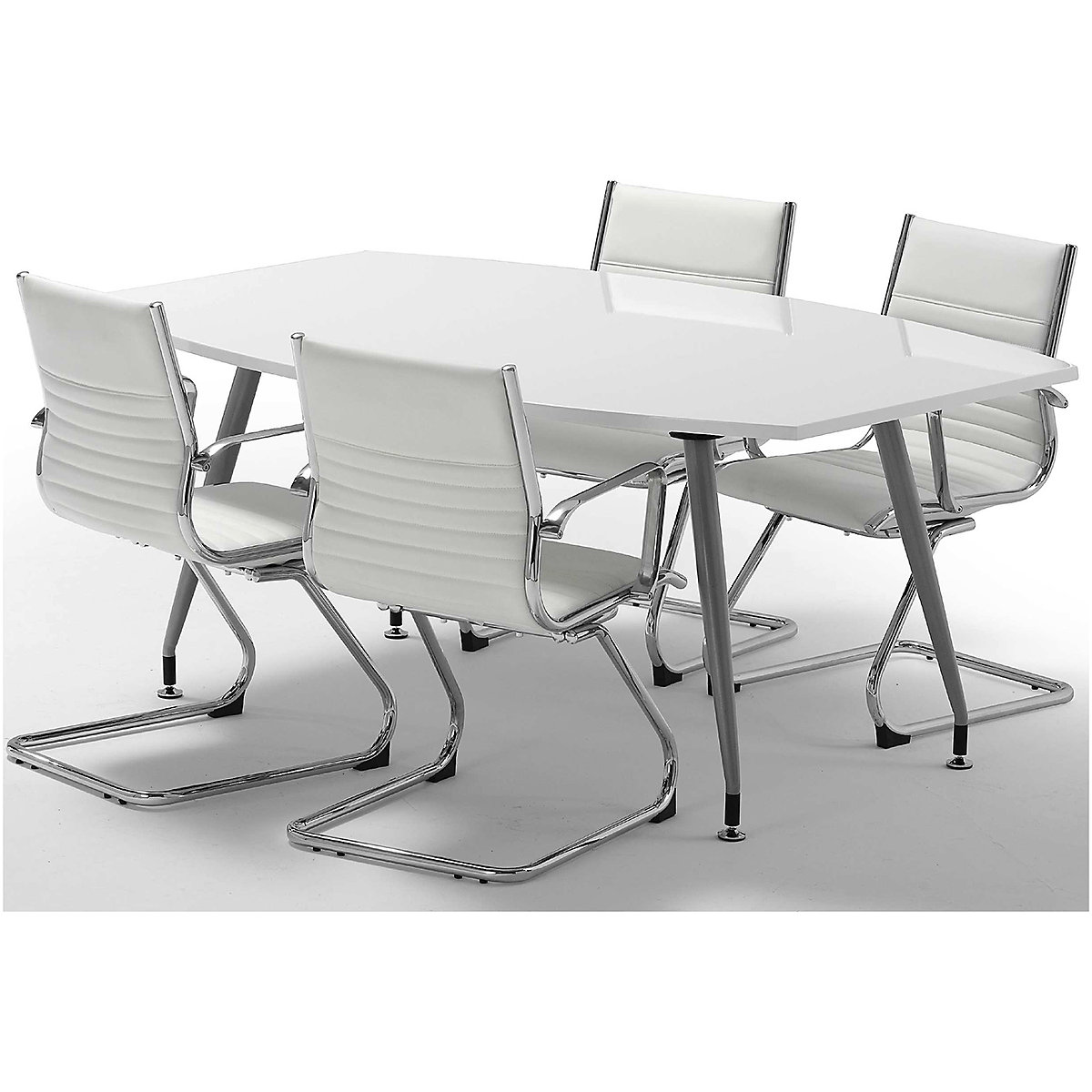 White Lumina High Gloss Boardroom Table