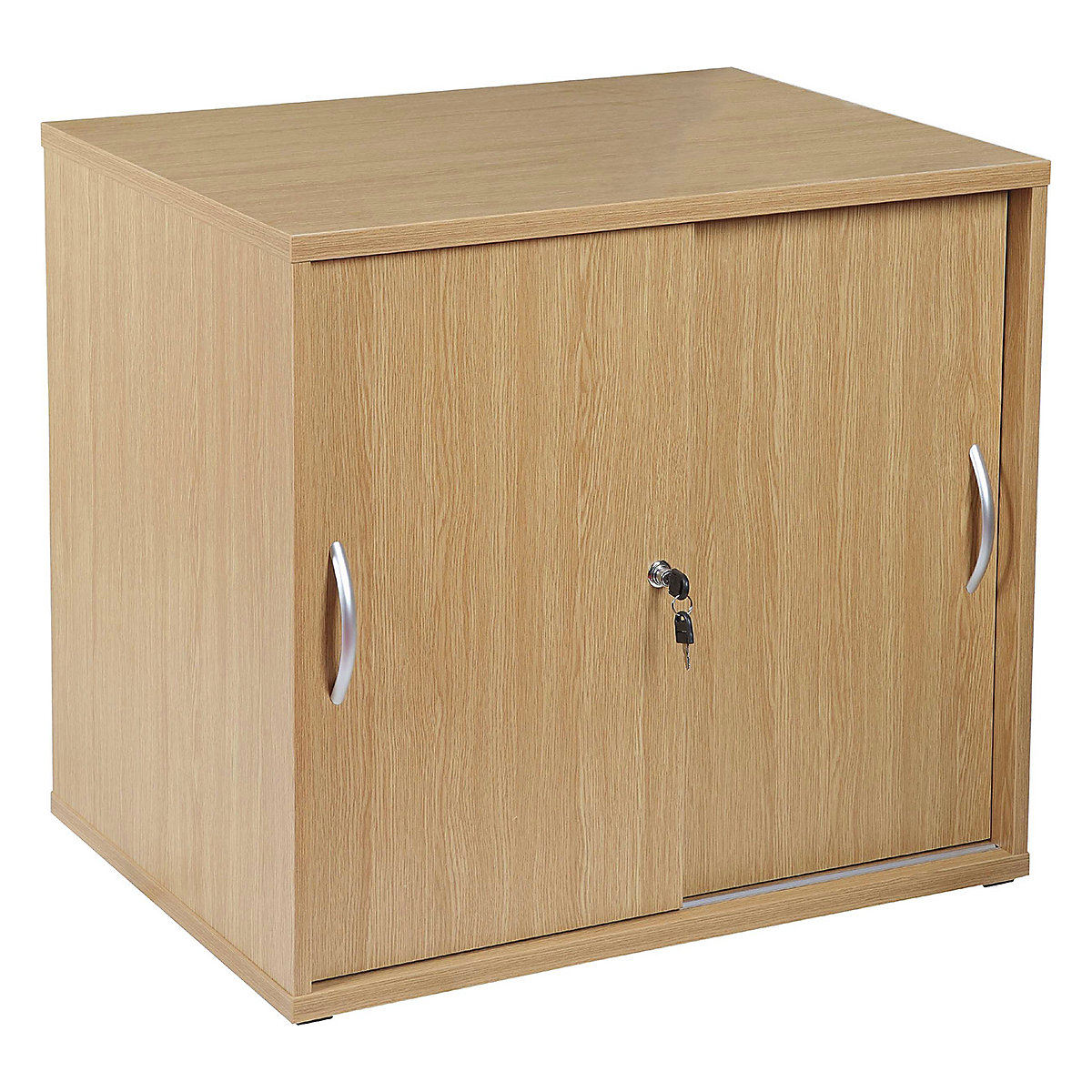 Storage Cabinet With Sliding Doors, Storage Cabinet With Sliding Doors, Storage Cabinet With Sliding Doors  | 730h x 800w x 600d mm | Oak | Lockable-2