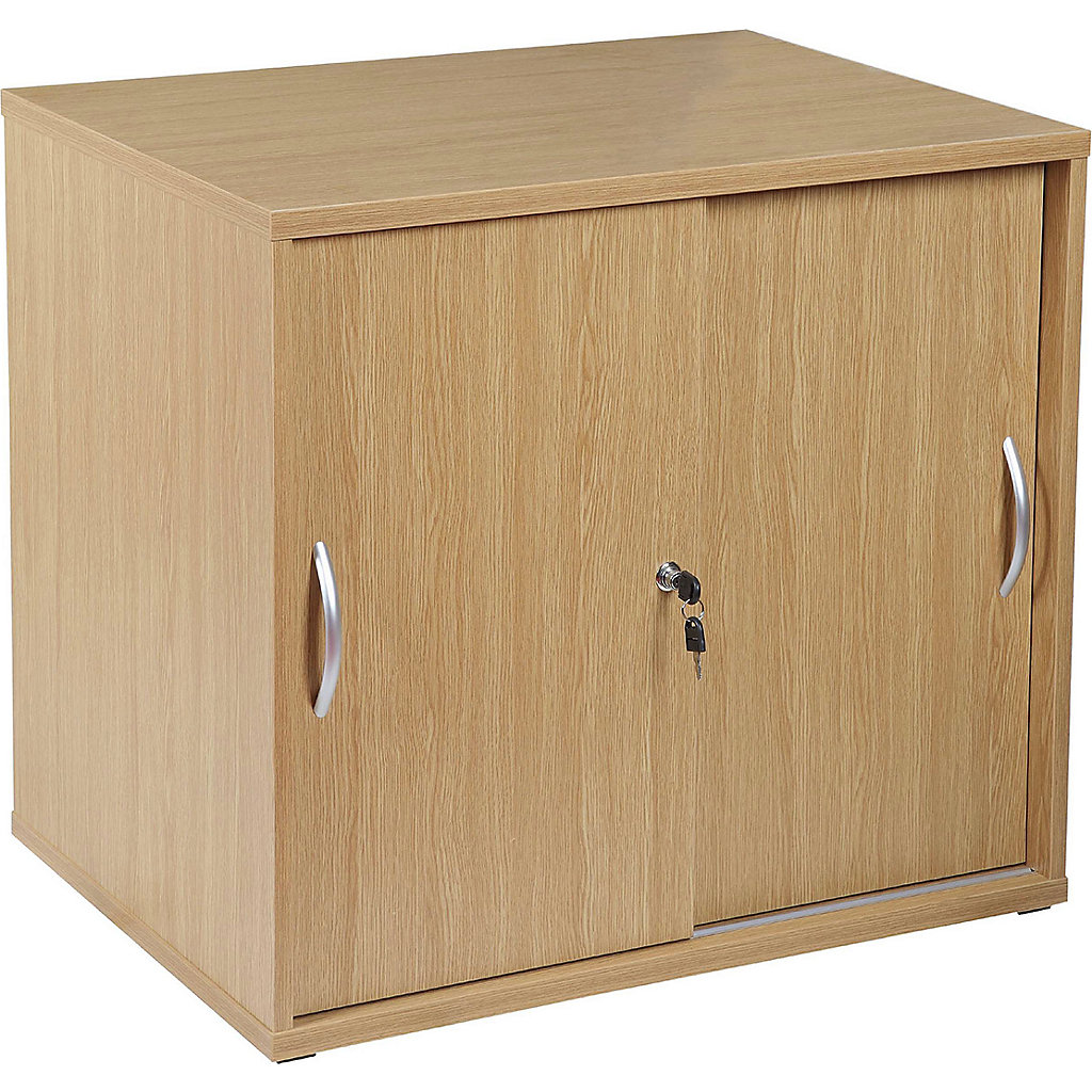 Storage Cabinet With Sliding Doors | 730h x 800w x 600d mm | Oak ...