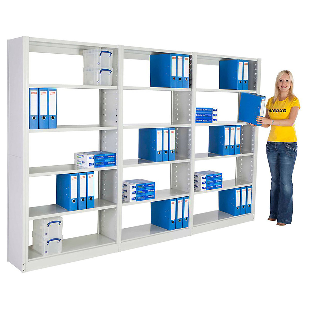 BiGDUG Essentials Boltless Office Shelving 3 Bay Kit pdplarge mrd  bd BOSMD1 001 web