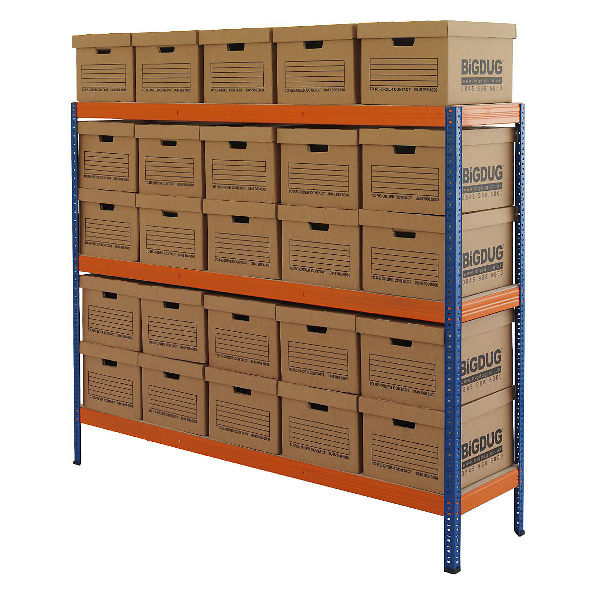 BiGDUG Essentials Industrial Shelving with Archive Document Boxes Kit
