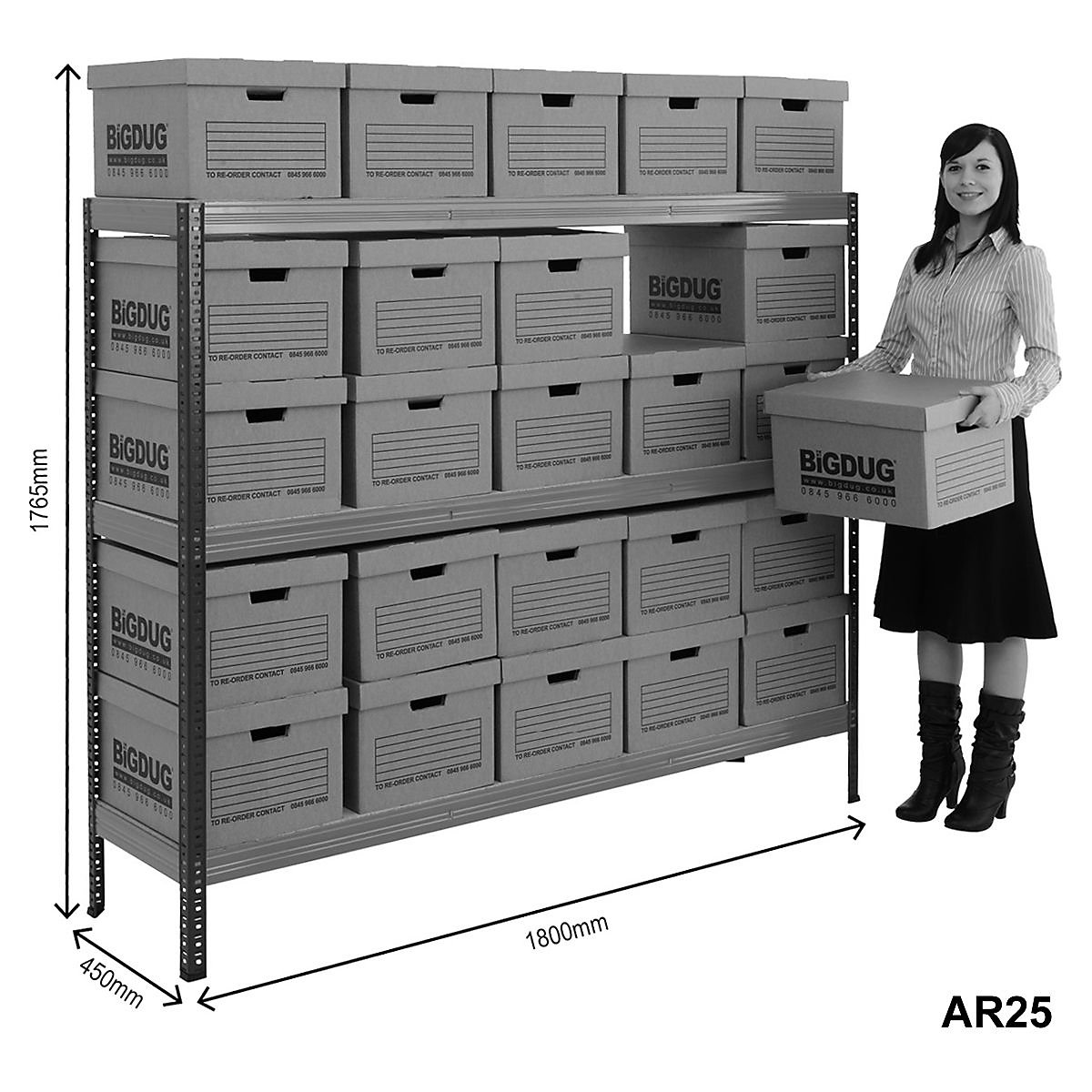 BiGDUG Essentials Industrial Shelving with Archive Document Boxes Kit (Product illustration 7)-6