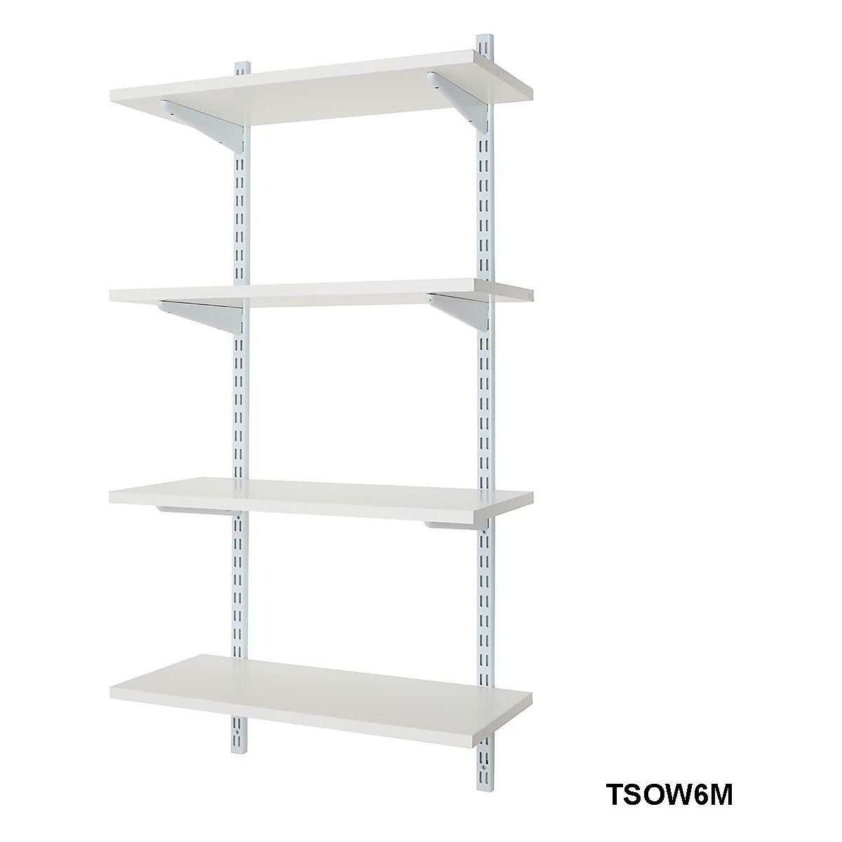 Office Wall Mounted Shelving Kits in White | 600mm Wide | Melamine Shelves, Office Wall Mounted Shelving Kits in White | 600mm Wide | Melamine Shelves, Office Wall Mounted Shelving Kit in White | 1220h x 600w x 300d mm With 4 Melamine Shelves-6
