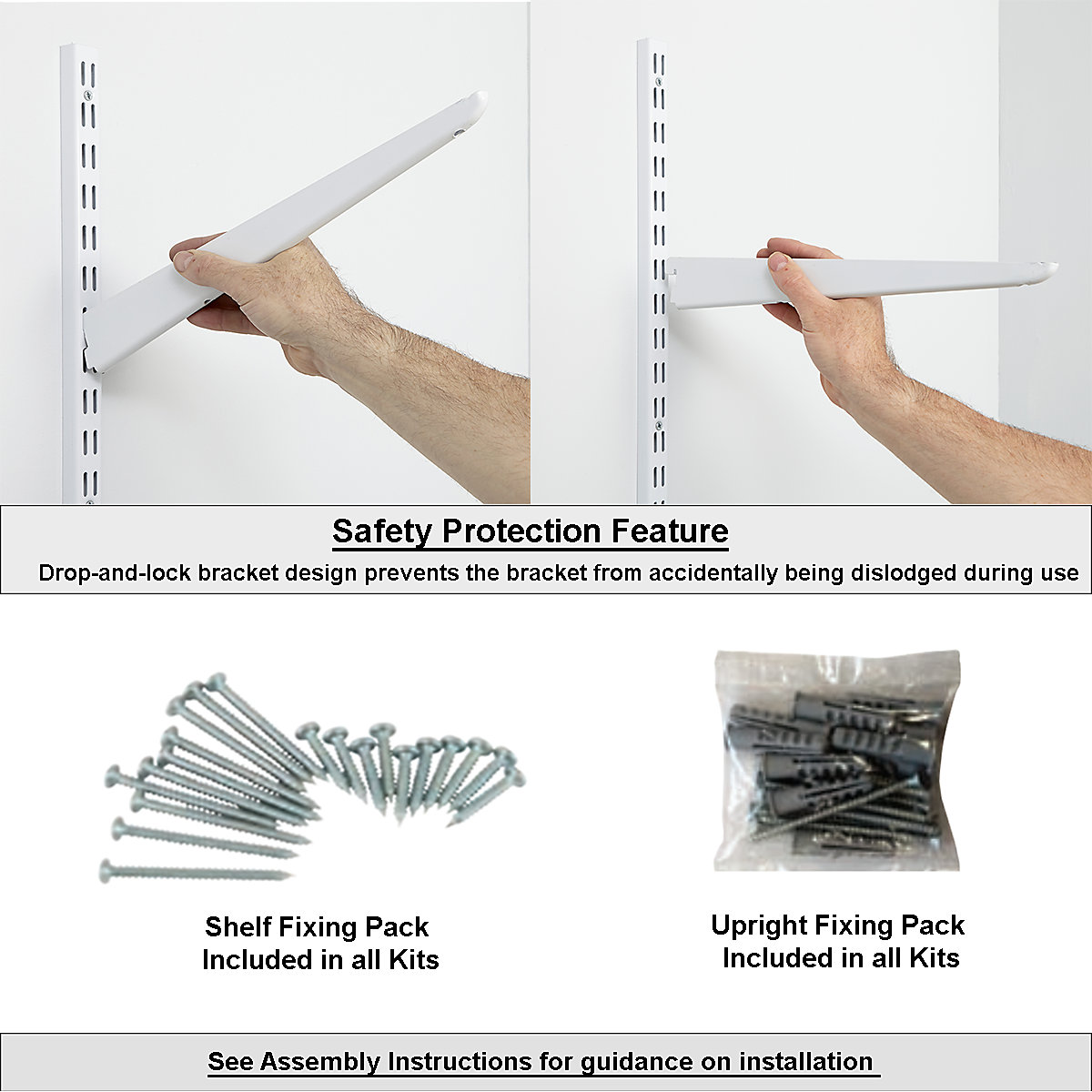 Office Wall Mounted Shelving Kits in White | 600mm Wide | Melamine Shelves (Product illustration 8)-7
