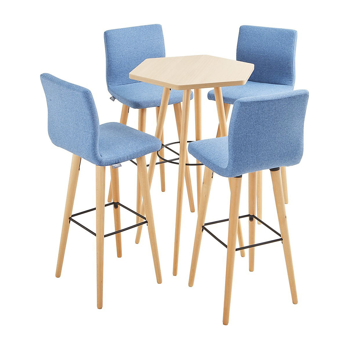 Breakout Meeting Bundle, Breakout Meeting Bundle, Breakout Meeting Bundle | Hexagonal Table  | Beech Table | Blue Scion Upholstered Stools-7