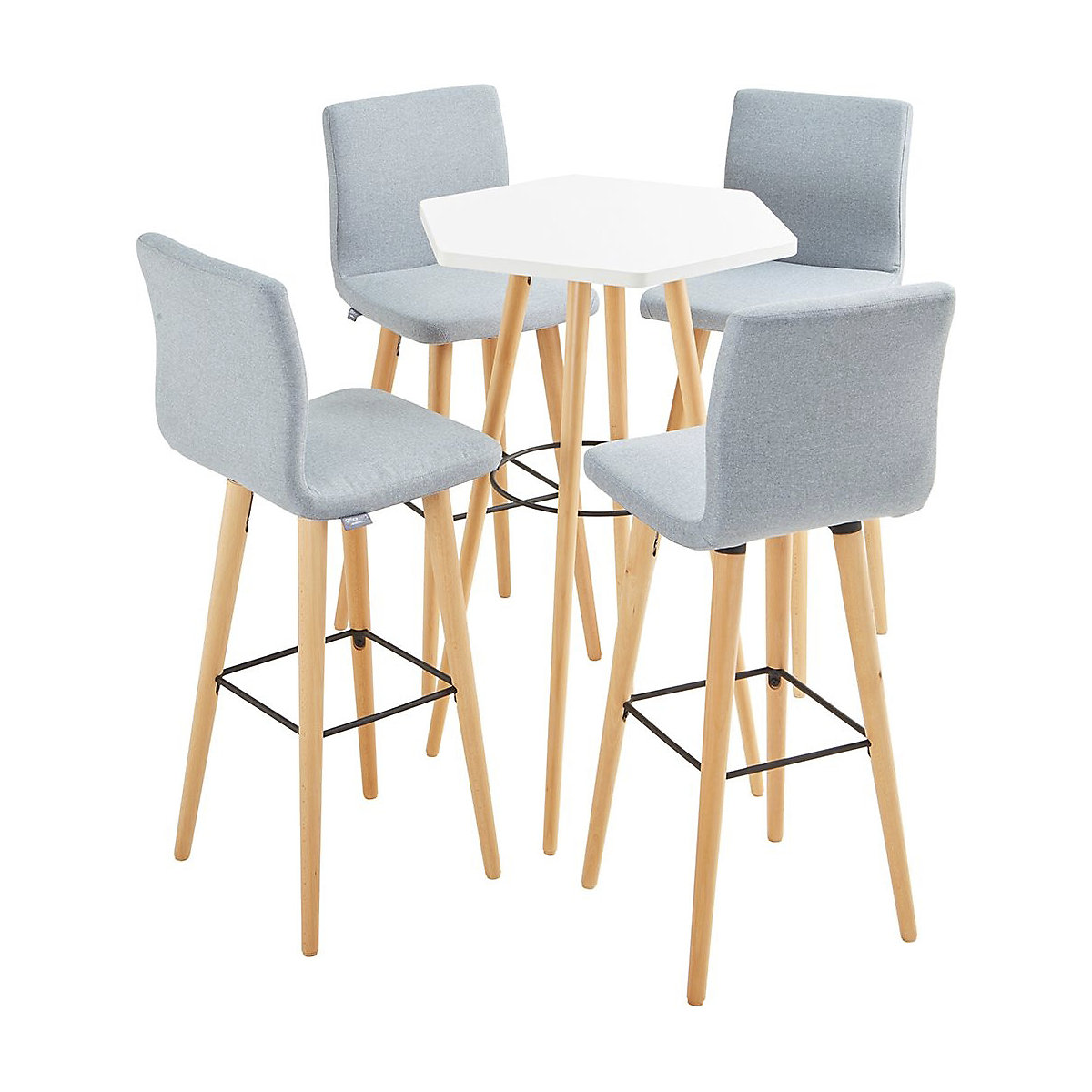 Breakout Meeting Bundle, Breakout Meeting Bundle, Breakout Meeting Bundle | Hexagonal Table  | White Table  | Grey Scion Upholstered Stools-12