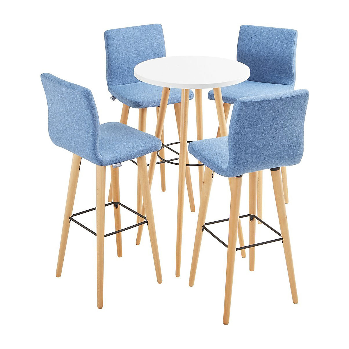 Breakout Meeting Bundle, Breakout Meeting Bundle, Breakout Meeting Bundle | Round Table | White Table  | Blue Scion Upholstered Stools-4
