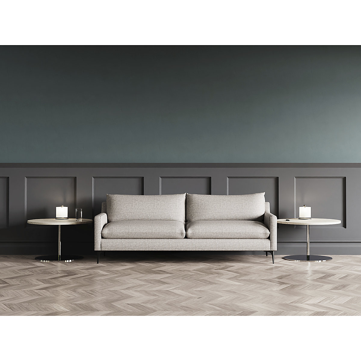 Emmy Cushioned 3 Seater Sofa Light Grey (Product illustration 10)-9