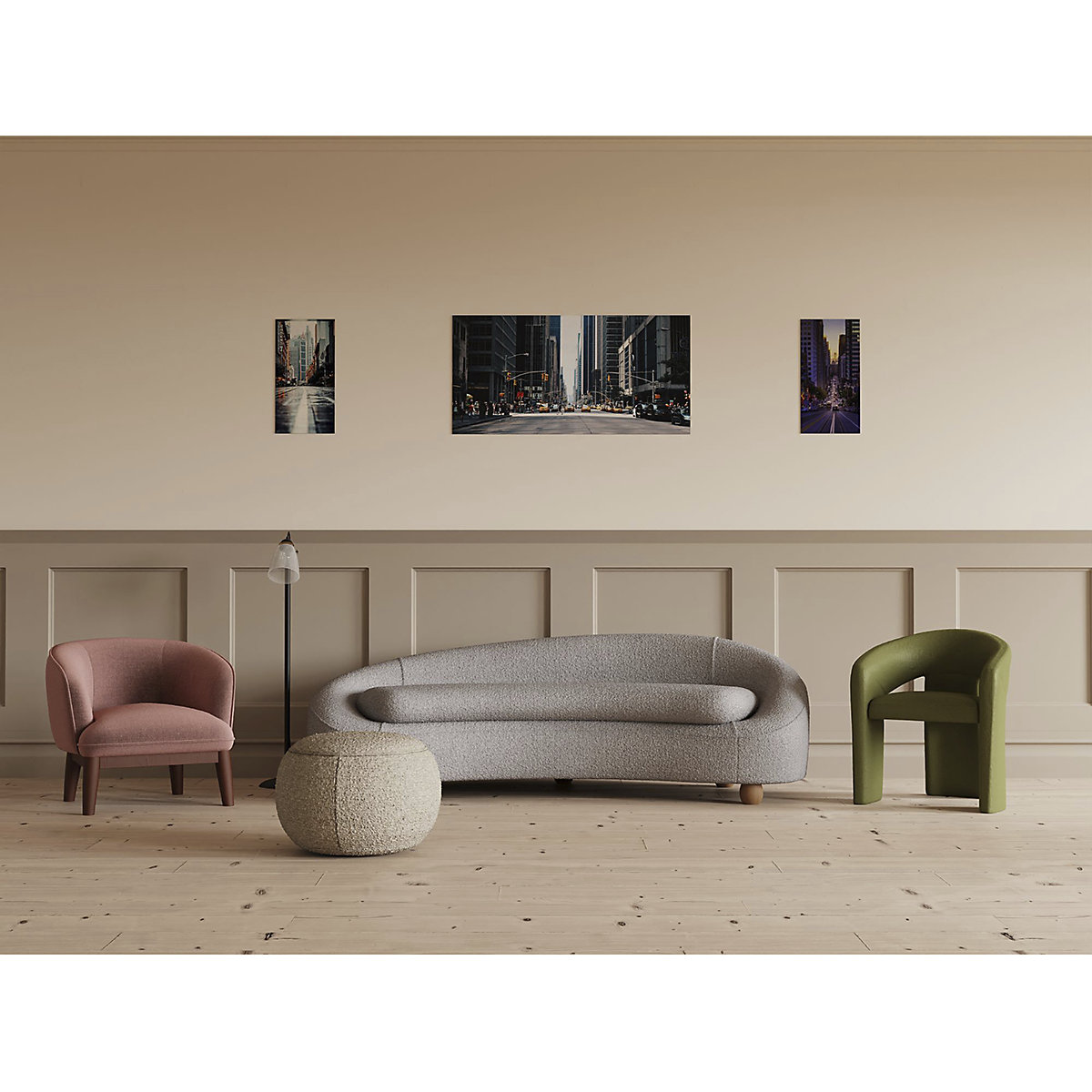 Mimi 3 Seater Curved Sofa Boucle Fabric (Product illustration 10)-9