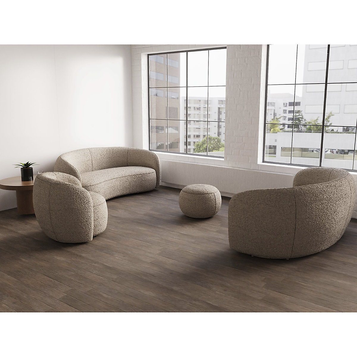 Phoebe Curved Sofa Cream Boucle (Product illustration 14)-13