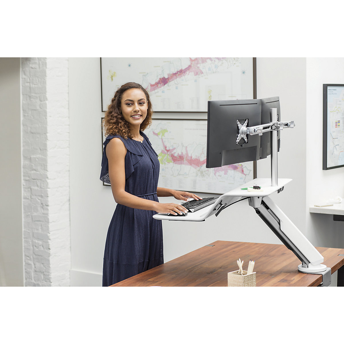 Lotus™ RT sitting/standing workstation, for 2 monitors – Fellowes (Product illustration 8)-7