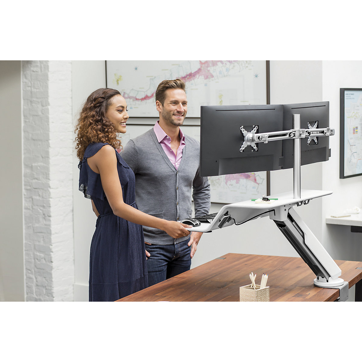 Lotus™ RT sitting/standing workstation, for 2 monitors – Fellowes (Product illustration 12)-11