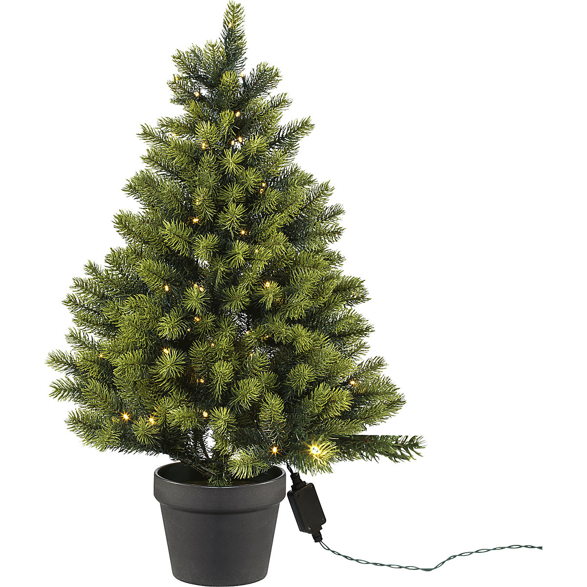 Fir tree in a pot with LEDs