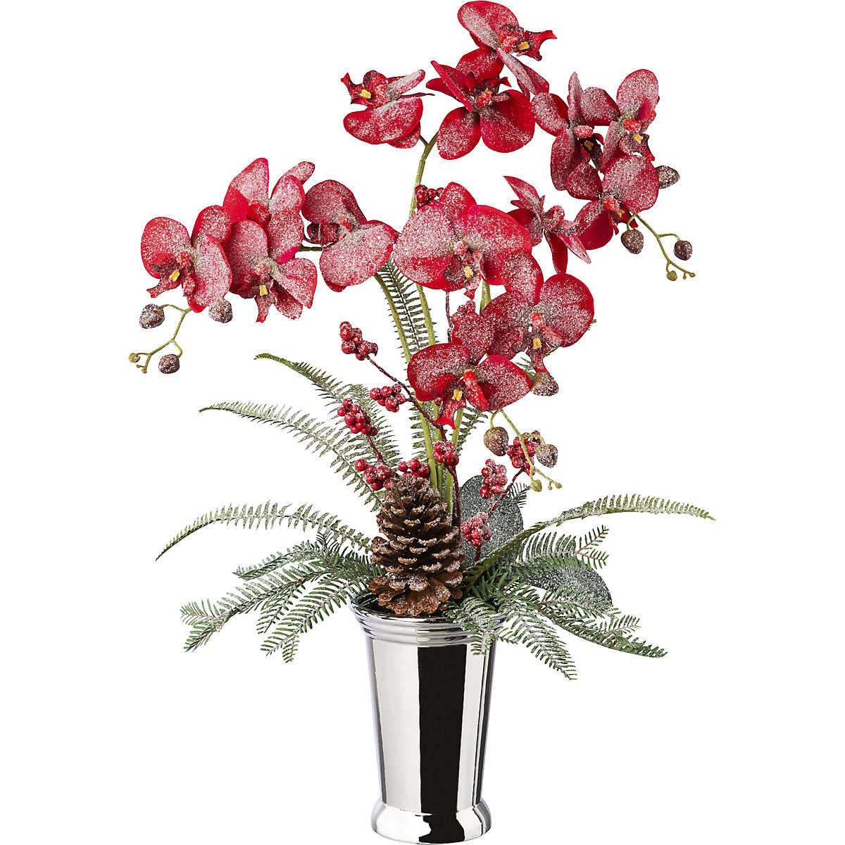 Phalaenopsis arrangement in a ceramic vase, overall height 700 mm, red-1