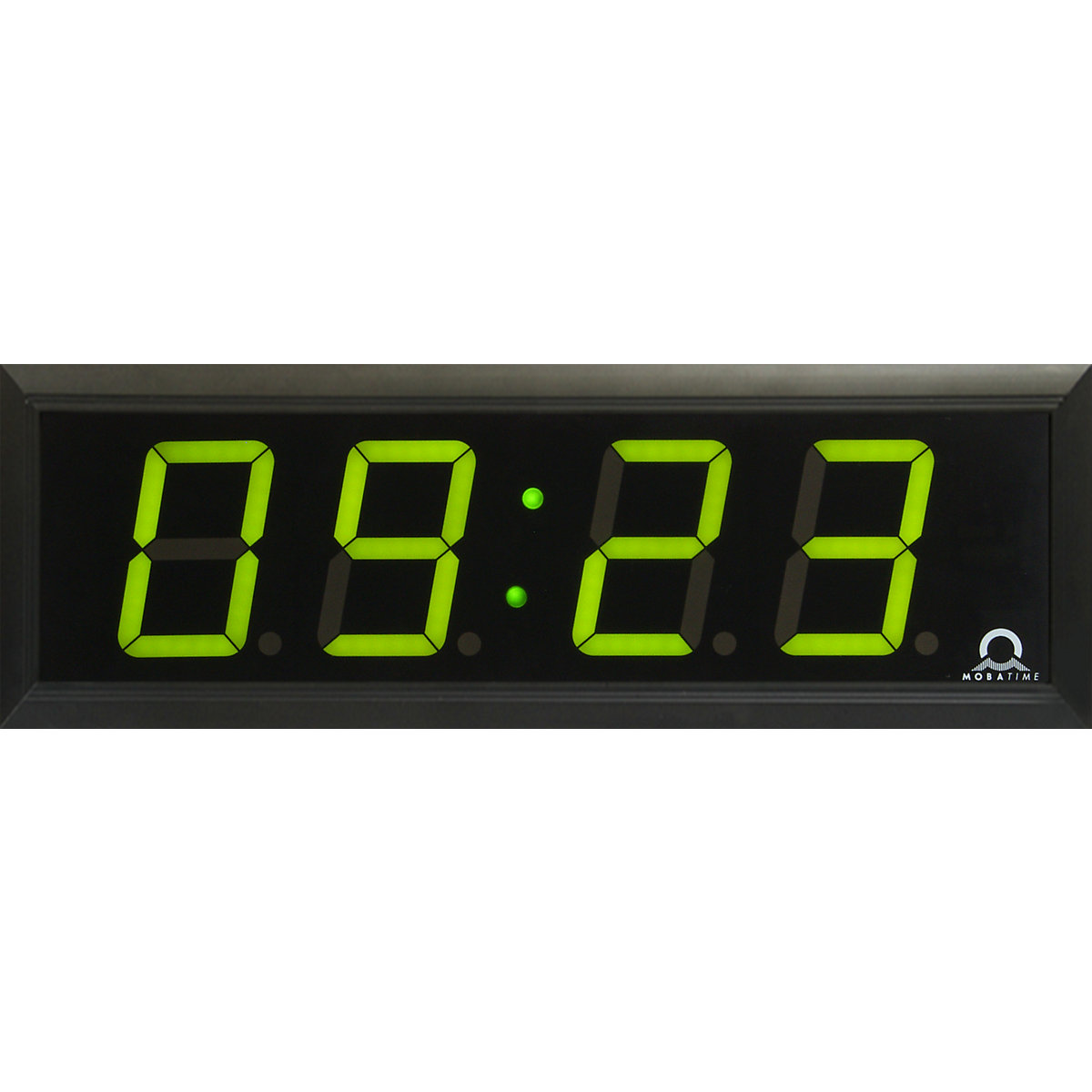 LED digital clock, HxWxD 118 x 333 x 39 mm, black, green LED-4