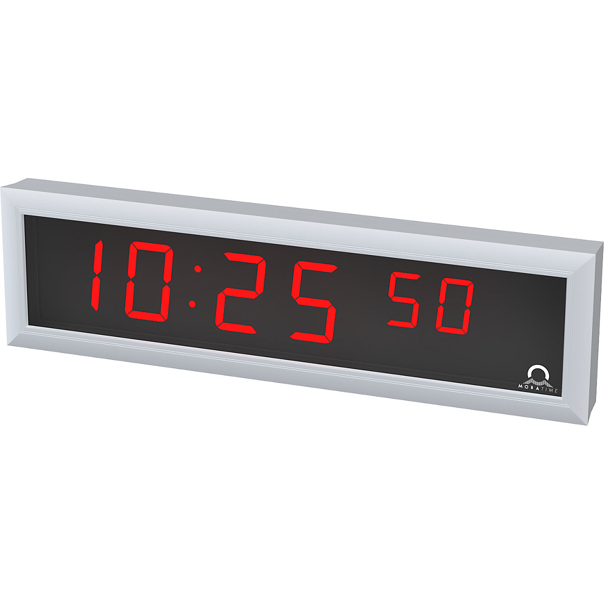 LED digital clock, HxWxD 118 x 423 x 39 mm, silver, red LED-3