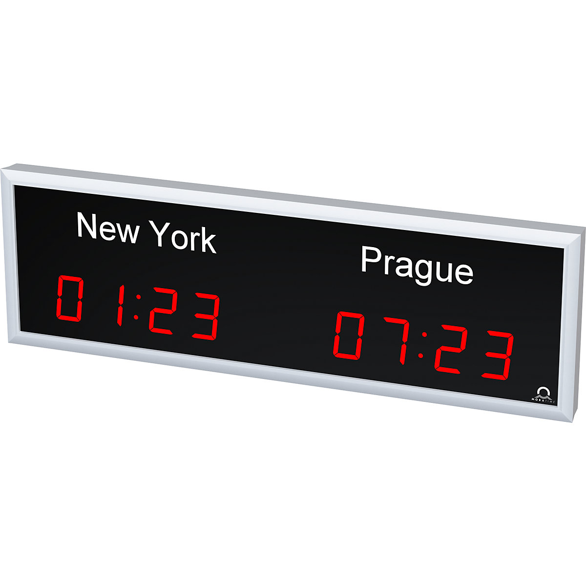 LED world time clock, 2 time zones, horizontal layout-2