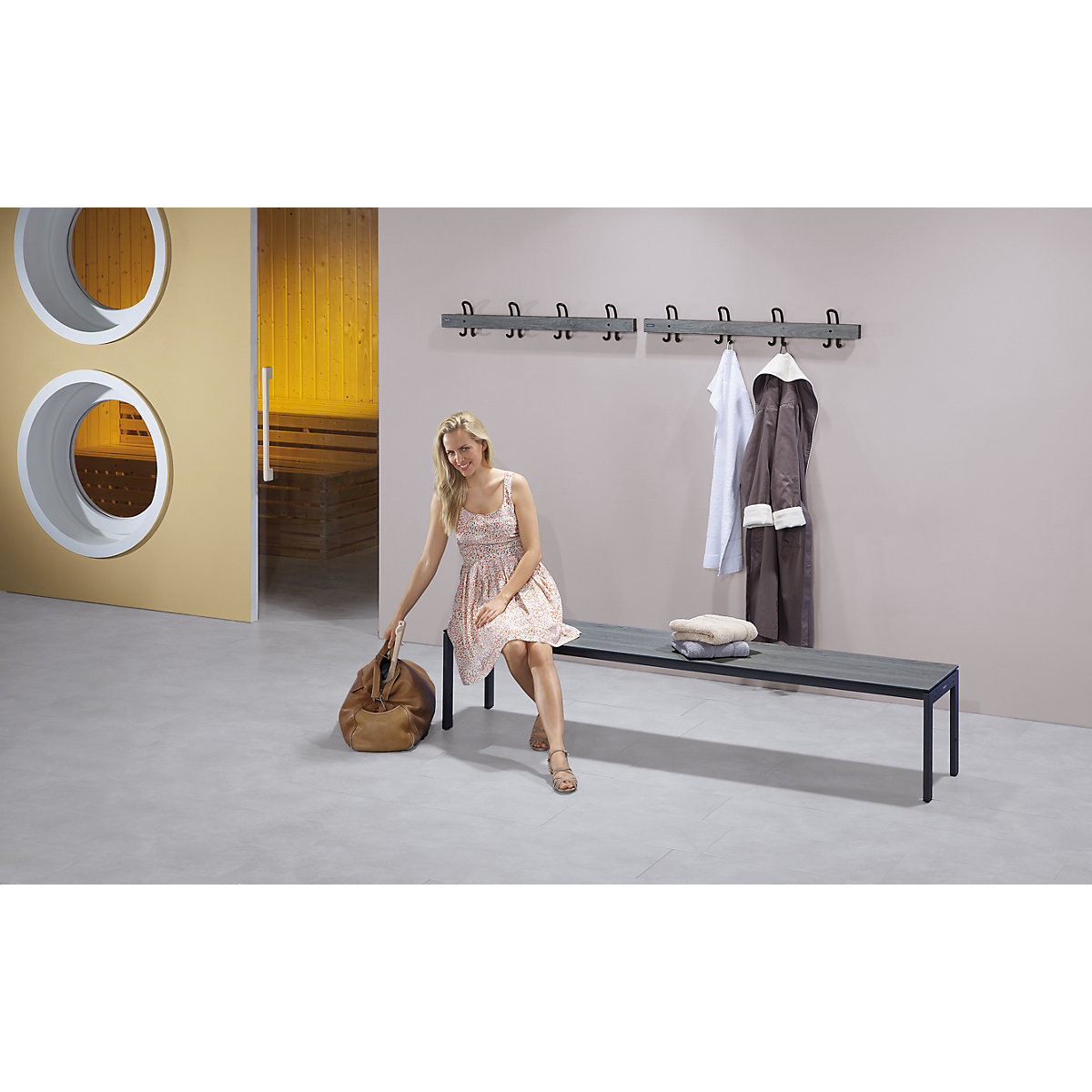 Coat rail with double hooks – eurokraft pro (Product illustration 3)-2