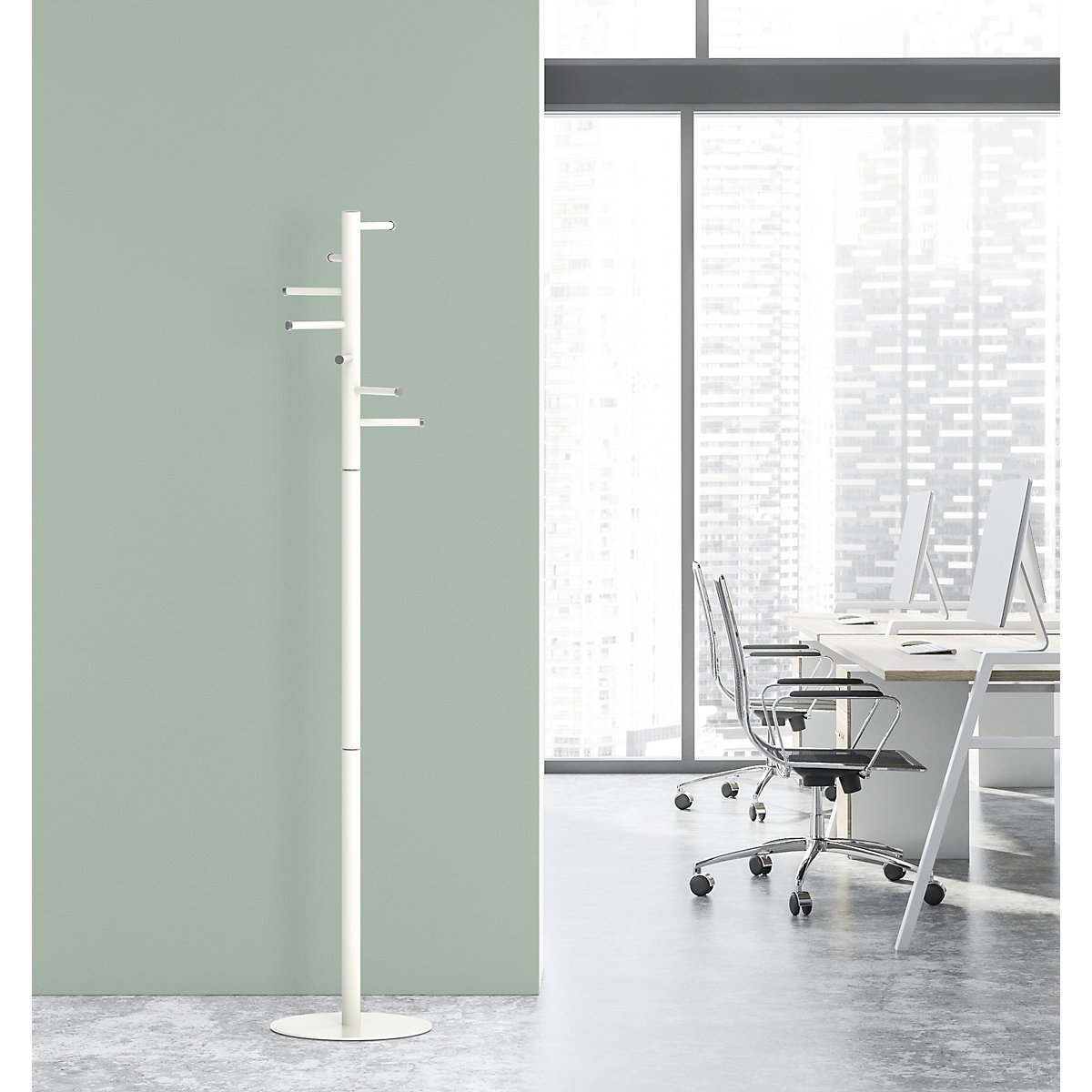 MAULcaurus coat stand MAUL height 1770 mm column O 40 mm 7 hooks kaiserkraft IE