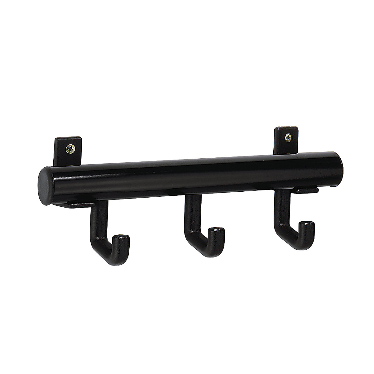 Wall mounted coat rack made of aluminium black pack of 2 plastic hooks