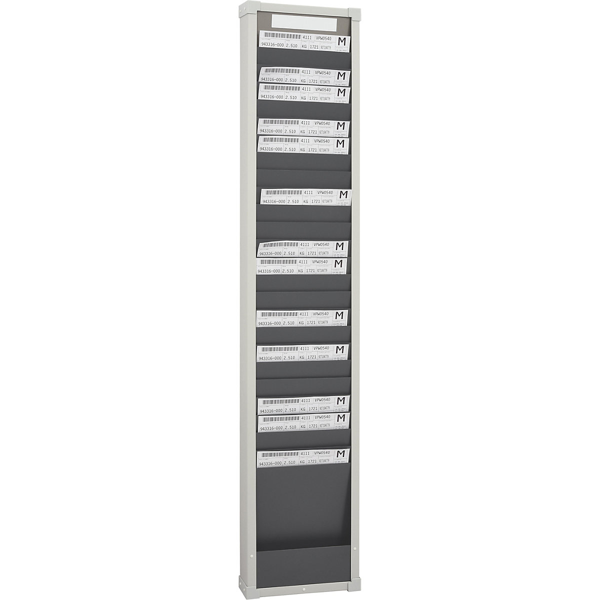 Card sorting board system – EICHNER, 25 compartments, height 1350 mm, with 1 row-9