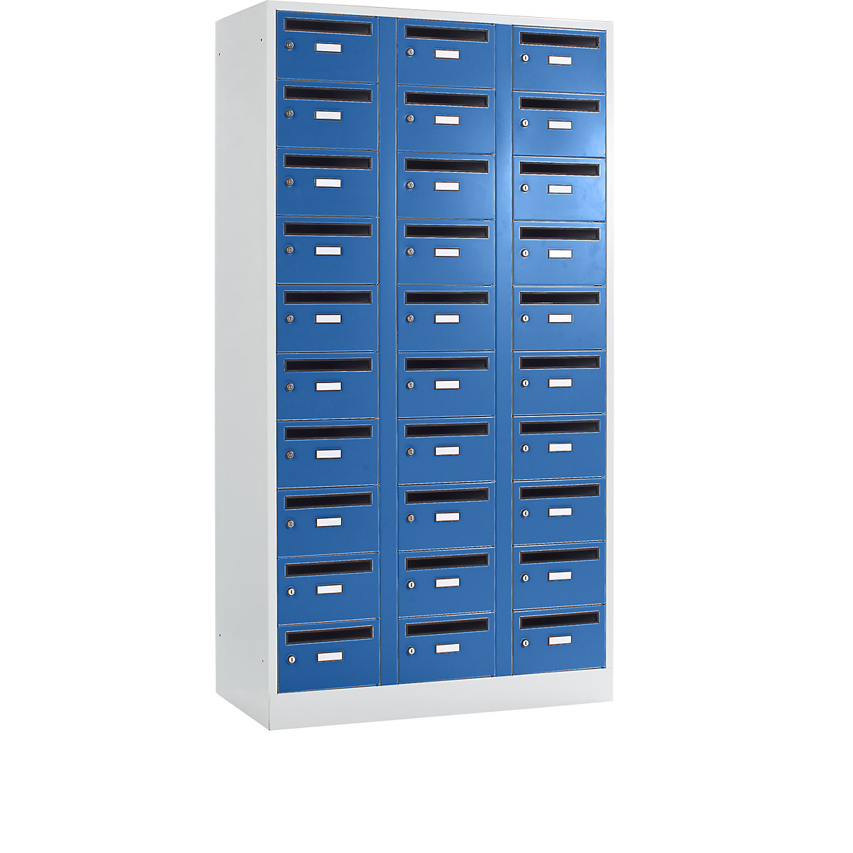 Mail distribution cupboard – Wolf, 30 compartments, lockable, gentian blue-5