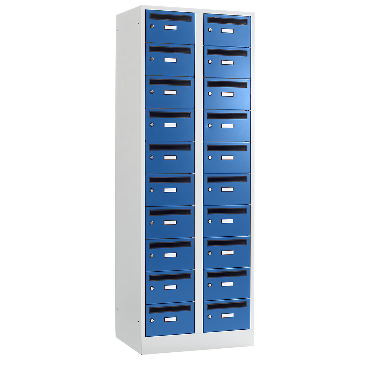 Mail distribution cupboard – Wolf, 20 compartments, lockable, gentian blue-4