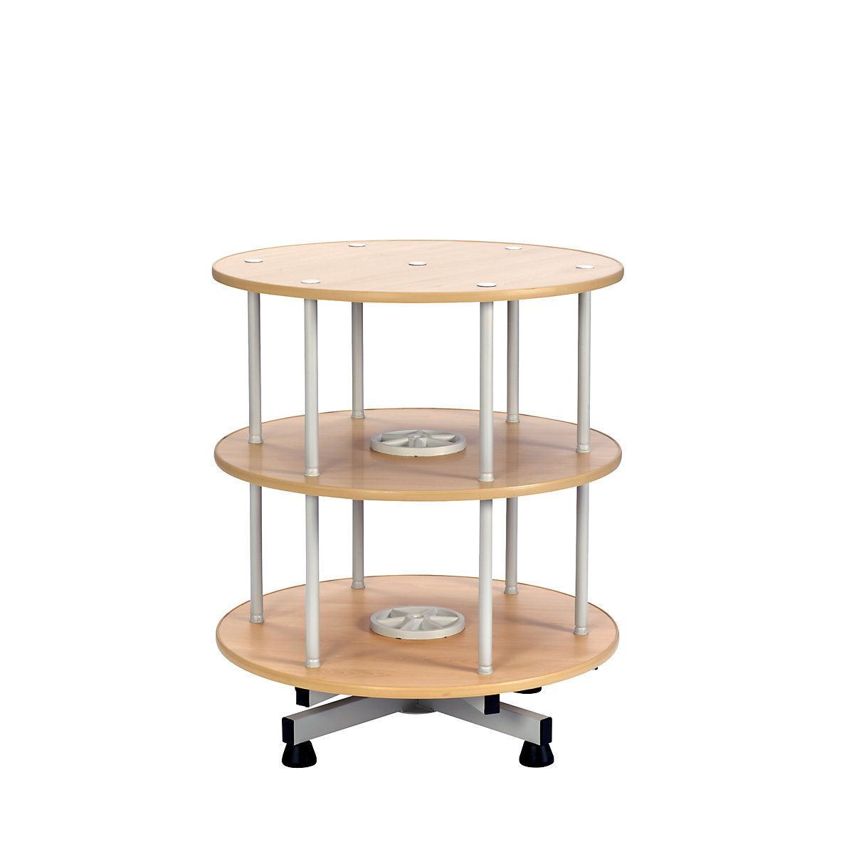 Rotary filing system, Ø 800 mm, table model, 2 shelves, beech finish-4