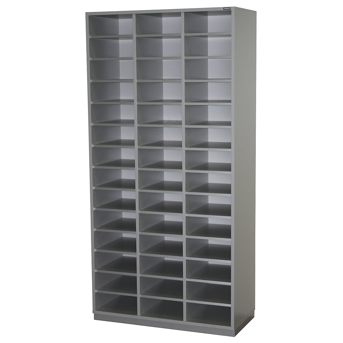 Sorting shelf unit – eurokraft pro, HxWxD 1864 x 913 x 420 mm, 42 x A4 compartments, light grey RAL 7035