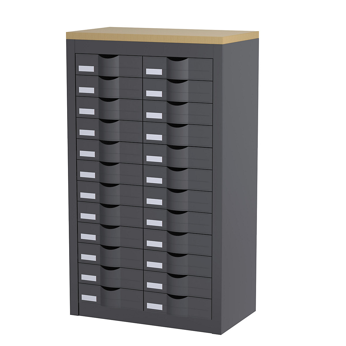 Sorting station, with drawers, 2 rows, 24 drawers, charcoal-7