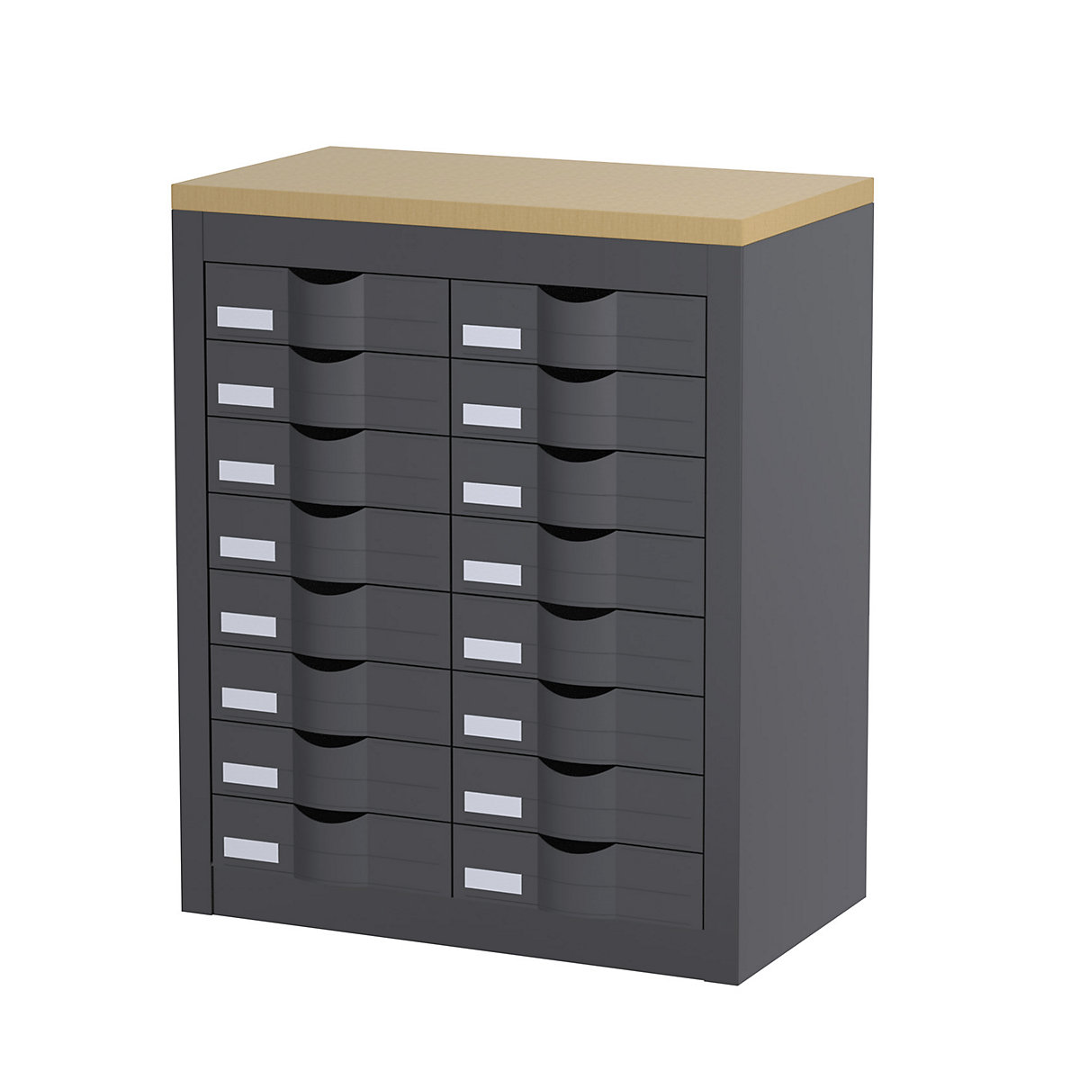 Sorting station, with drawers, 2 rows, 16 drawers, charcoal-5