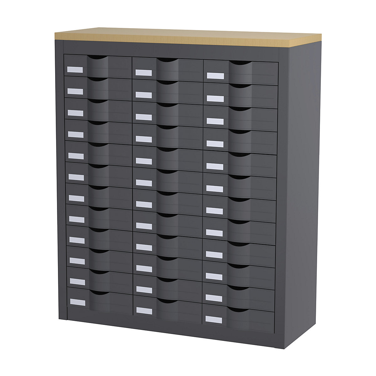 Sorting station, with drawers, 3 rows, 36 drawers, charcoal-4