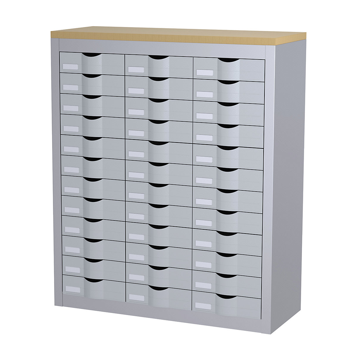 Sorting station, with drawers, 3 rows, 36 drawers, aluminium-8
