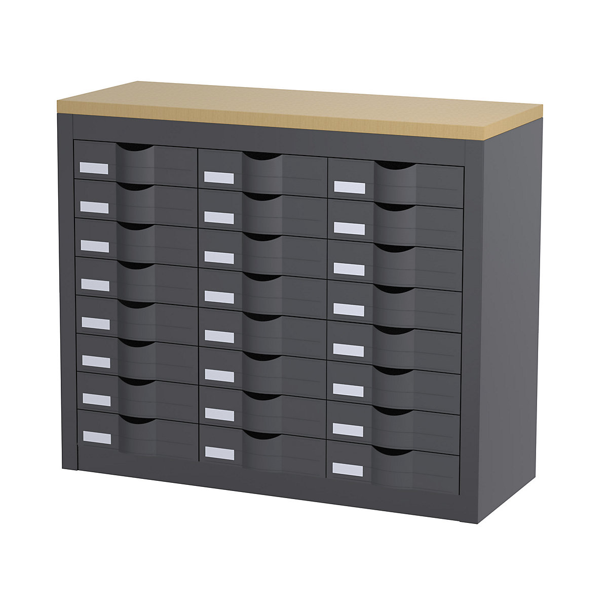 Sorting station, with drawers, 3 rows, 24 drawers, charcoal-3