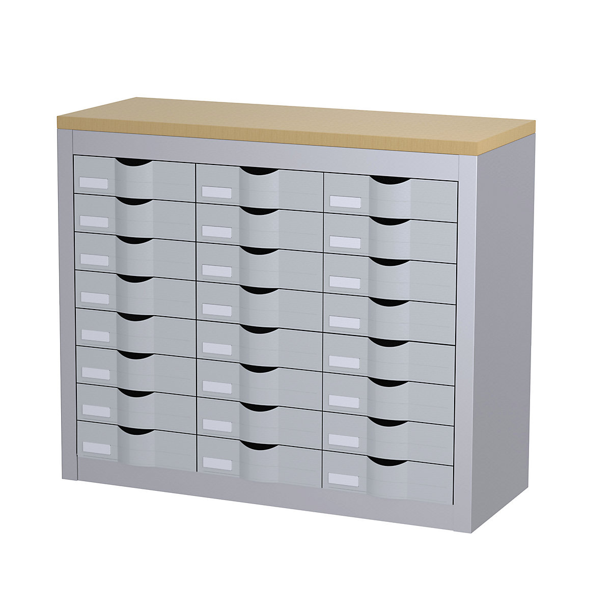 Sorting station, with drawers, 3 rows, 24 drawers, aluminium-2