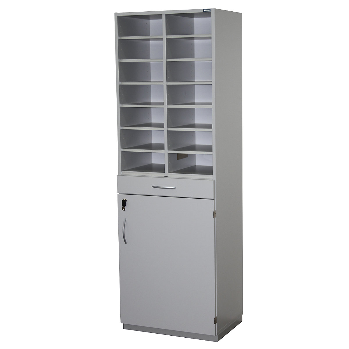 Sorting station – eurokraft pro, HxWxD 1864 x 615 x 440 mm, 14 x A4 compartments, light grey RAL 7035-5