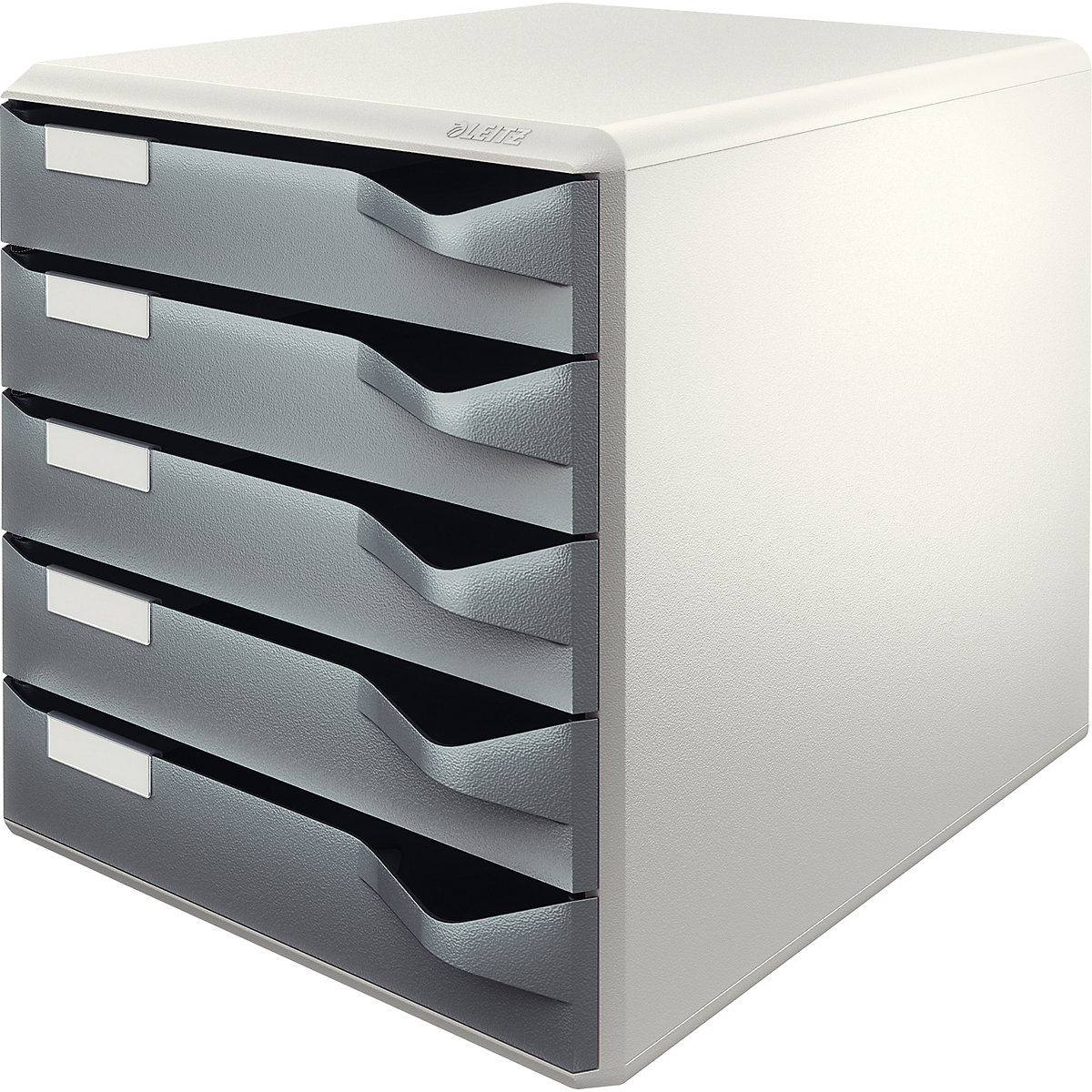 Storage unit – Leitz, mail and form set, housing: grey, dark grey drawers, 5 drawers-7