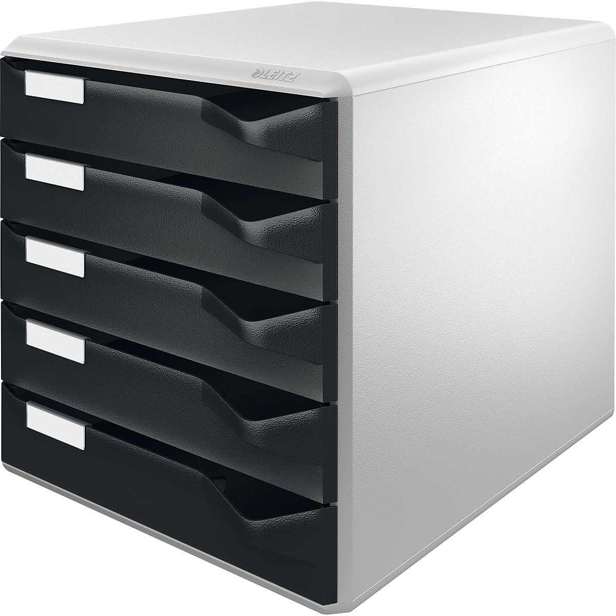 Storage unit – Leitz, mail and form set, housing: grey, black drawers, 5 drawers-8