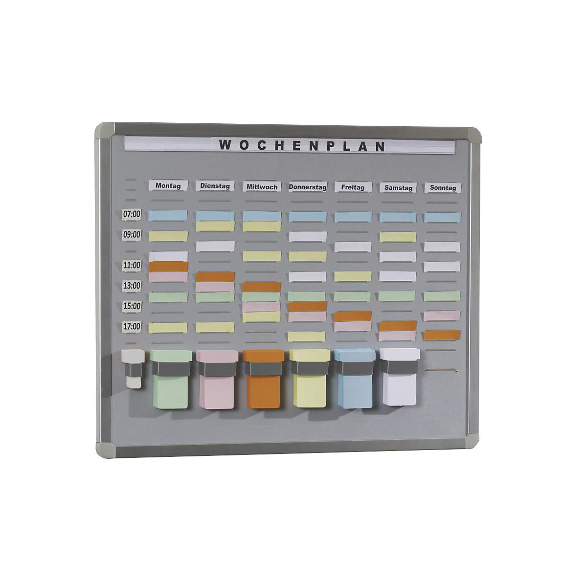 T-Card system board – EICHNER, hard foam support plate, grey, WxH 468 x 608 mm, with 20 compartments and 7 rows-2