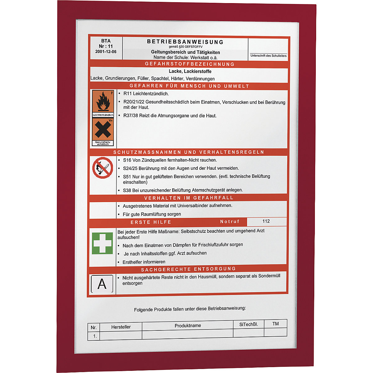 DURAFRAME® display frame – DURABLE, self adhesive, magnetic, for A4, red frame, pack of 2-18